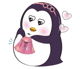 Mama Penguin is interest with cute baby sticker #11379047