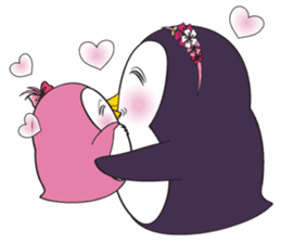 Mama Penguin is interest with cute baby sticker #11379049