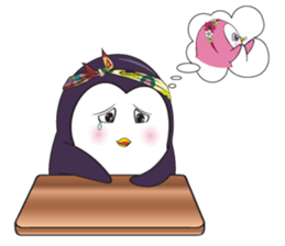 Mama Penguin is interest with cute baby sticker #11379050
