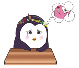 Mama Penguin is interest with cute baby sticker #11379050