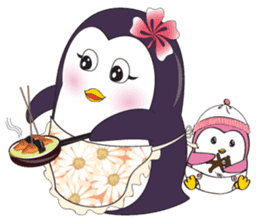 Mama Penguin is interest with cute baby sticker #11379051