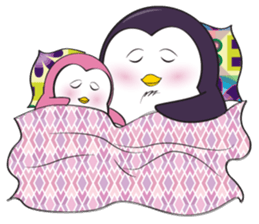 Mama Penguin is interest with cute baby sticker #11379052