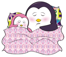Mama Penguin is interest with cute baby sticker #11379052