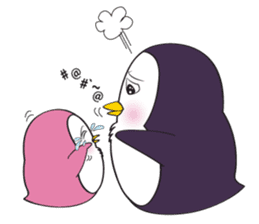 Mama Penguin is interest with cute baby sticker #11379053