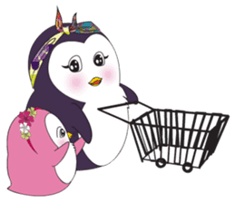 Mama Penguin is interest with cute baby sticker #11379057