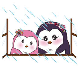 Mama Penguin is interest with cute baby sticker #11379058