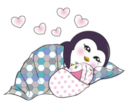 Mama Penguin is interest with cute baby sticker #11379059
