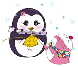 Mama Penguin is interest with cute baby sticker #11379060