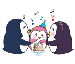 Mama Penguin is interest with cute baby sticker #11379062