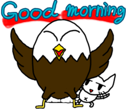 Cat and bald eagle sticker #11379305