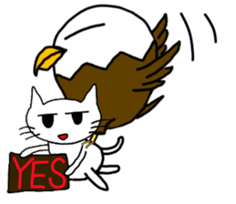 Cat and bald eagle sticker #11379310