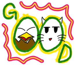 Cat and bald eagle sticker #11379312