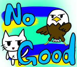 Cat and bald eagle sticker #11379313