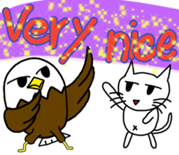 Cat and bald eagle sticker #11379314