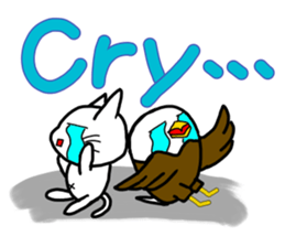 Cat and bald eagle sticker #11379327