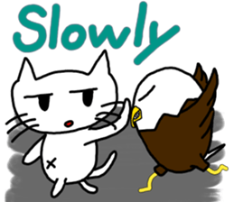 Cat and bald eagle sticker #11379330