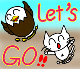 Cat and bald eagle sticker #11379343