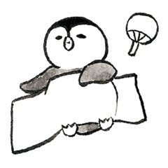 Tired penguin in summer