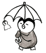 Tired penguin in summer sticker #11391833