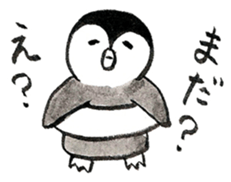 Tired penguin in summer sticker #11391835