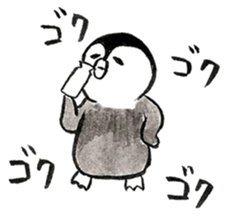 Tired penguin in summer sticker #11391845