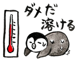 Tired penguin in summer sticker #11391847