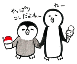 Tired penguin in summer sticker #11391849