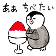 Tired penguin in summer sticker #11391852