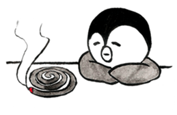 Tired penguin in summer sticker #11391856