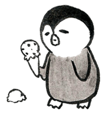 Tired penguin in summer sticker #11391863