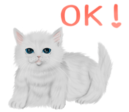 White cat and a black cat and ash cat sticker #11397464