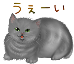 White cat and a black cat and ash cat sticker #11397474