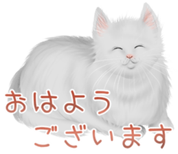 White cat and a black cat and ash cat sticker #11397478