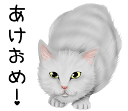 White cat and a black cat and ash cat sticker #11397500