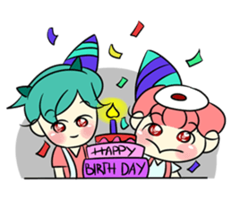 Lovely Bulu-boy and Piku-girl sticker #11402974