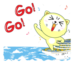 Yellow cat's go to exciting holiday! sticker #11413016