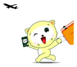 Yellow cat's go to exciting holiday! sticker #11413020