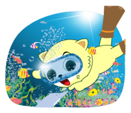 Yellow cat's go to exciting holiday! sticker #11413030