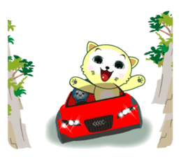 Yellow cat's go to exciting holiday! sticker #11413044