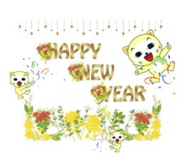 Yellow cat's go to exciting holiday! sticker #11413053