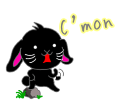 Lop-eared black rabbit sticker #11420644