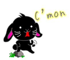 Lop-eared black rabbit sticker #11420644