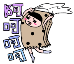 Polka dot paper bag girl sticker #11436436