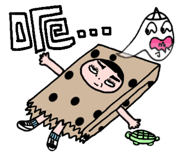 Polka dot paper bag girl sticker #11436453