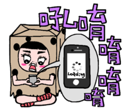 Polka dot paper bag girl sticker #11436460