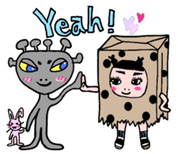 Polka dot paper bag girl sticker #11436469