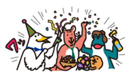 Bird and Squirrel,then partly Frog sticker #11440828