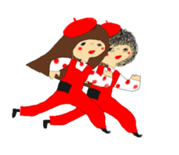 polka dots girl and permed girl stickers sticker #11448915