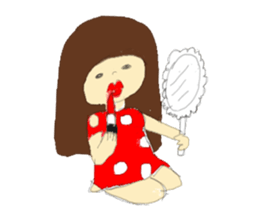 polka dots girl and permed girl stickers sticker #11448921