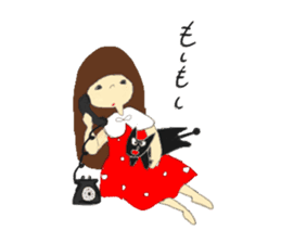 polka dots girl and permed girl stickers sticker #11448923